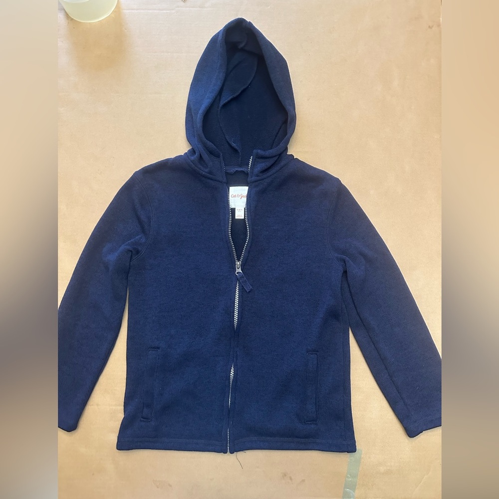 Cat & Jack Blue/Black Full Zip Hooded Jacket Size S (6/7)